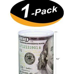 Tin Money Savings Piggy Bank With Ben Franklin $100 Bill Money Coin Saver (1 Pk)